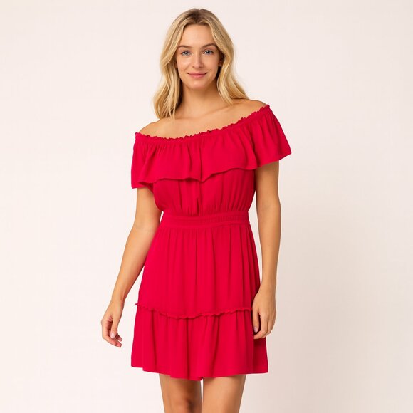 Tommy Bahama Dresses & Skirts - Tommy Bahama Dark Pink Off Shoulder Ruffle Dress S/P | EUC